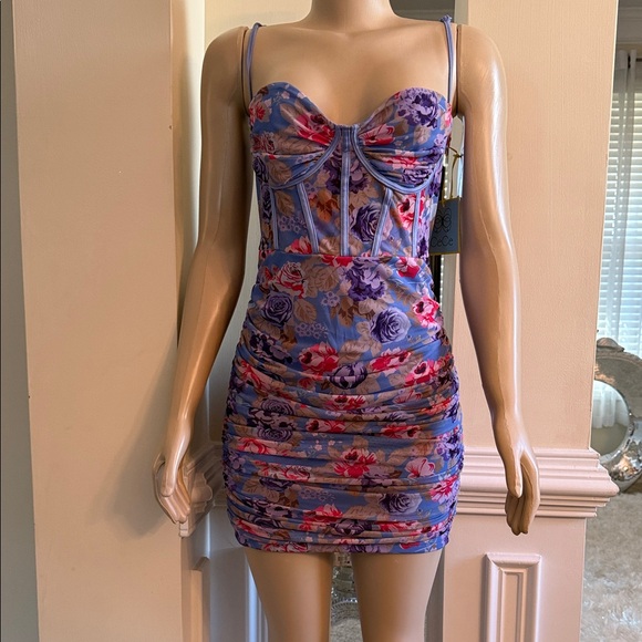 SHEIN Purple Floral Mini Dress - Picture 1 of 2